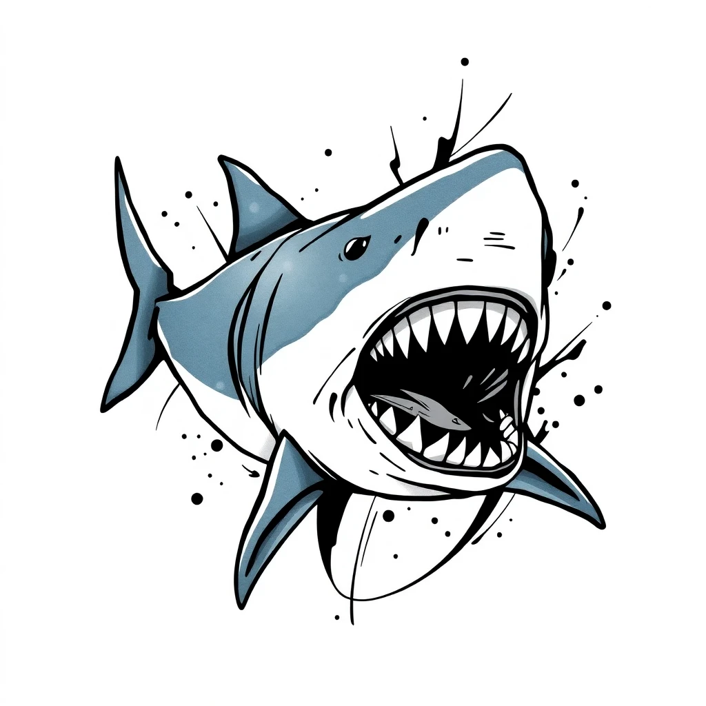 Tatouage requin en style abstrait, design généré par IA