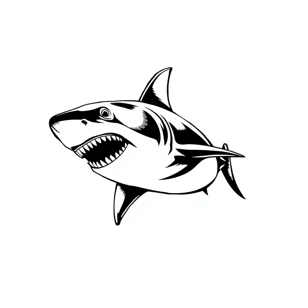 Tatouage requin en style blackwork