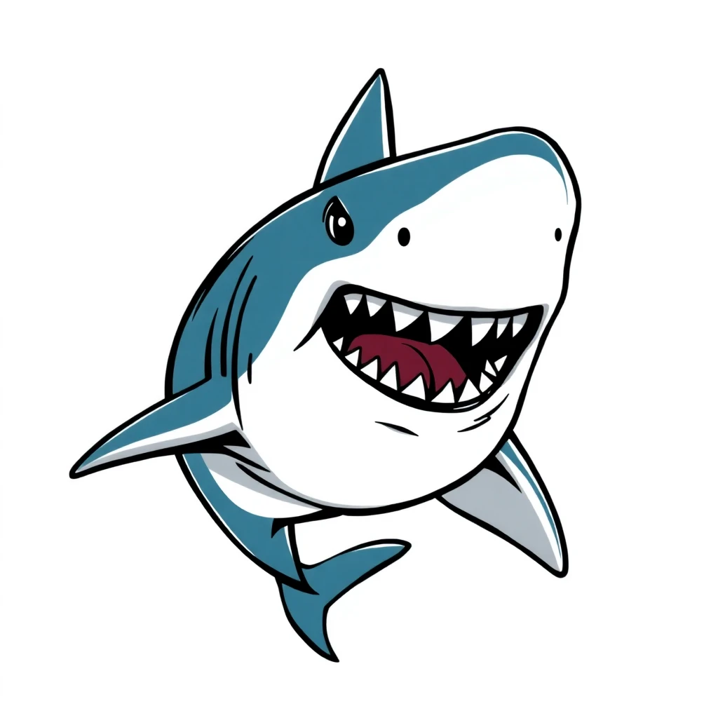 Tatouage requin en style cartoon, design généré par IA