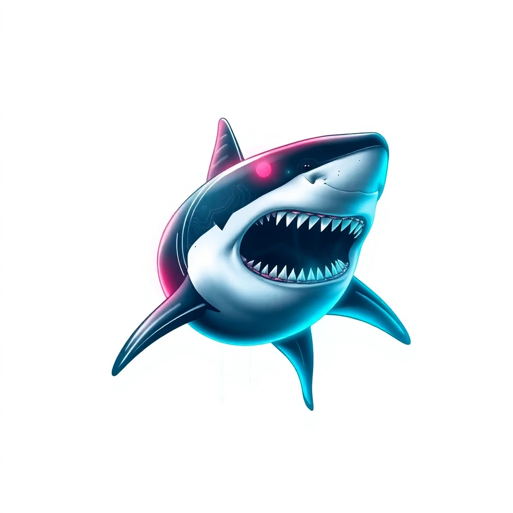Tatouage requin en style cyberpunk, design généré par IA