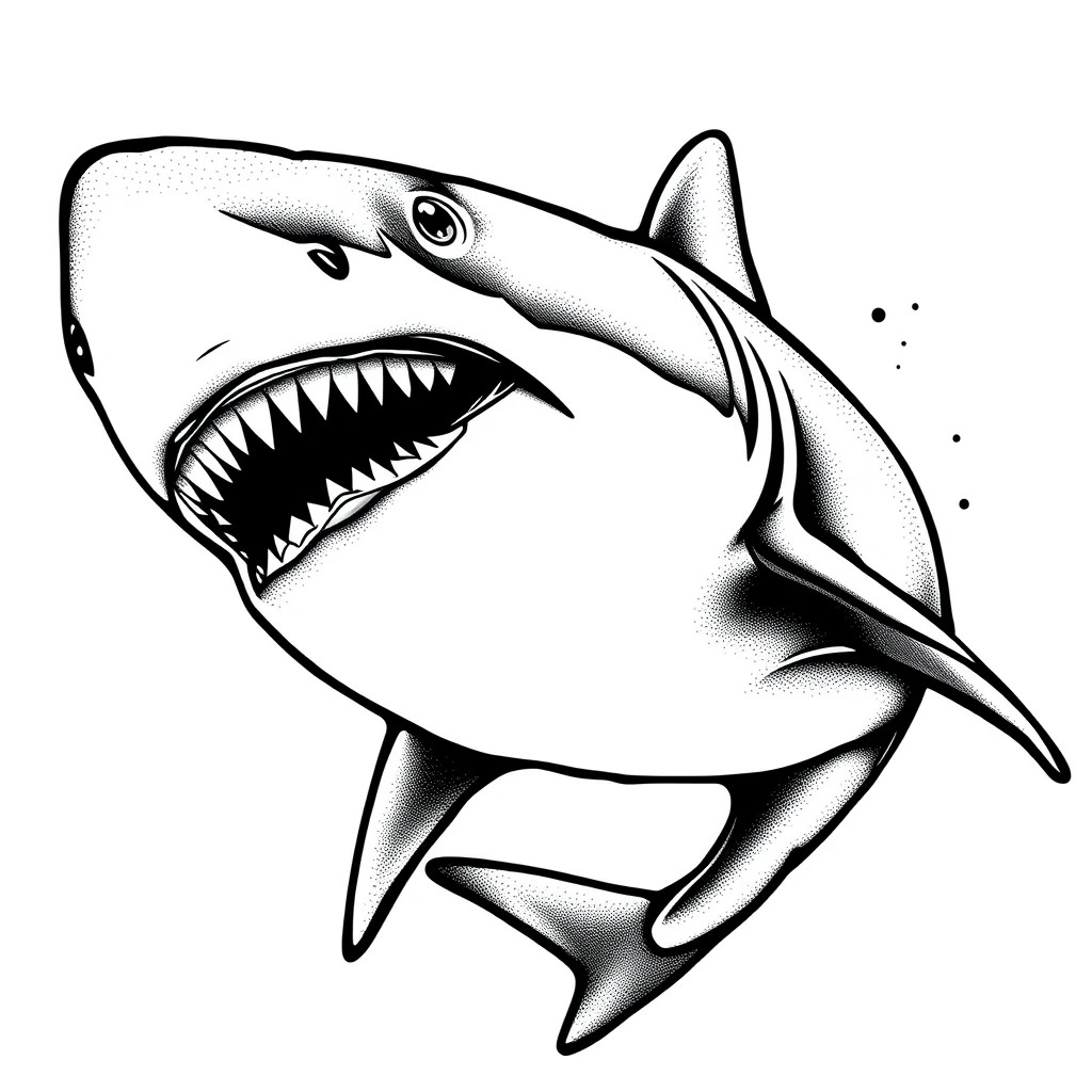 Tatouage requin en style dotwork
