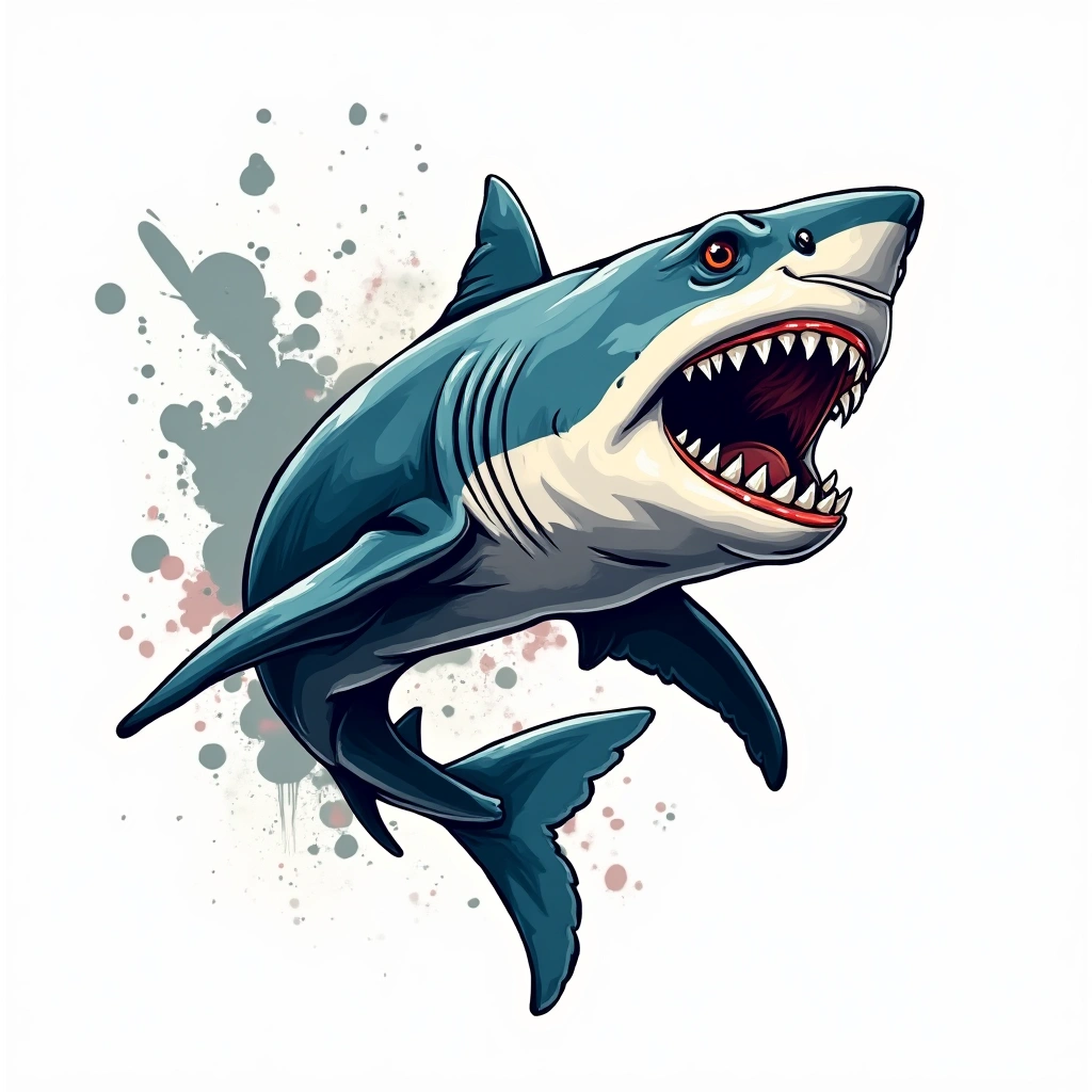 Tatouage requin en style graffiti, design généré par IA