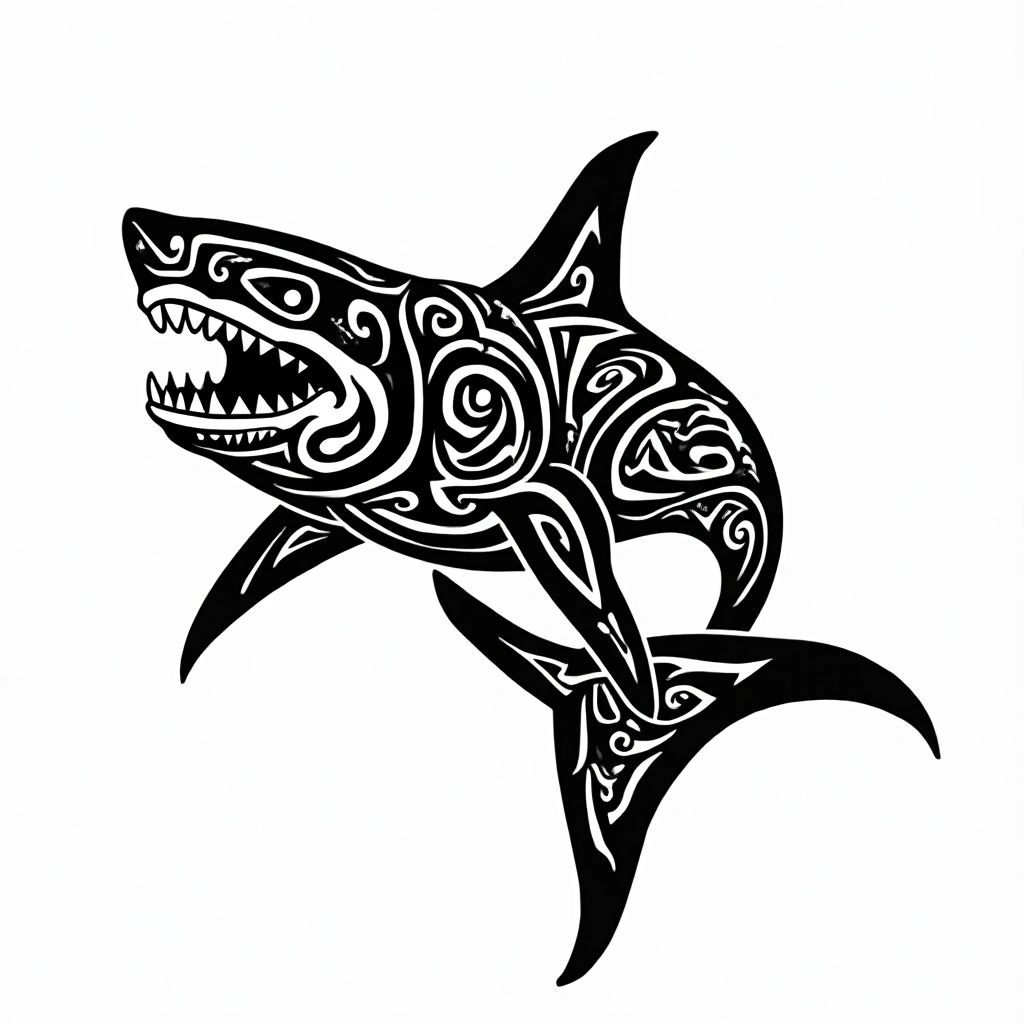 Tatouage requin en style maori, design généré par IA