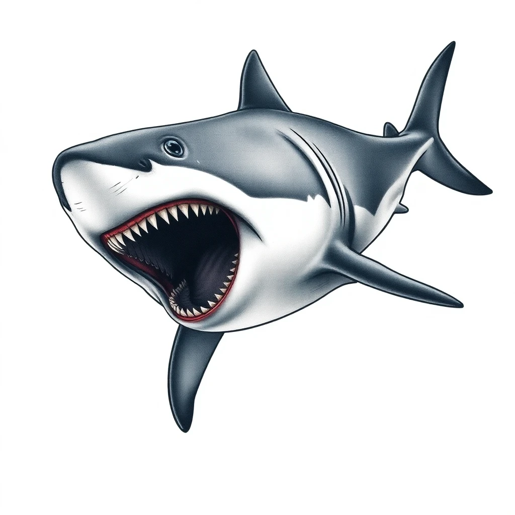 Tatouage requin en style micro-réalisme, design généré par IA