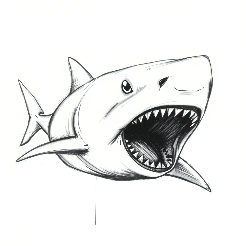 Tatouage requin en style sketch, design généré par IA