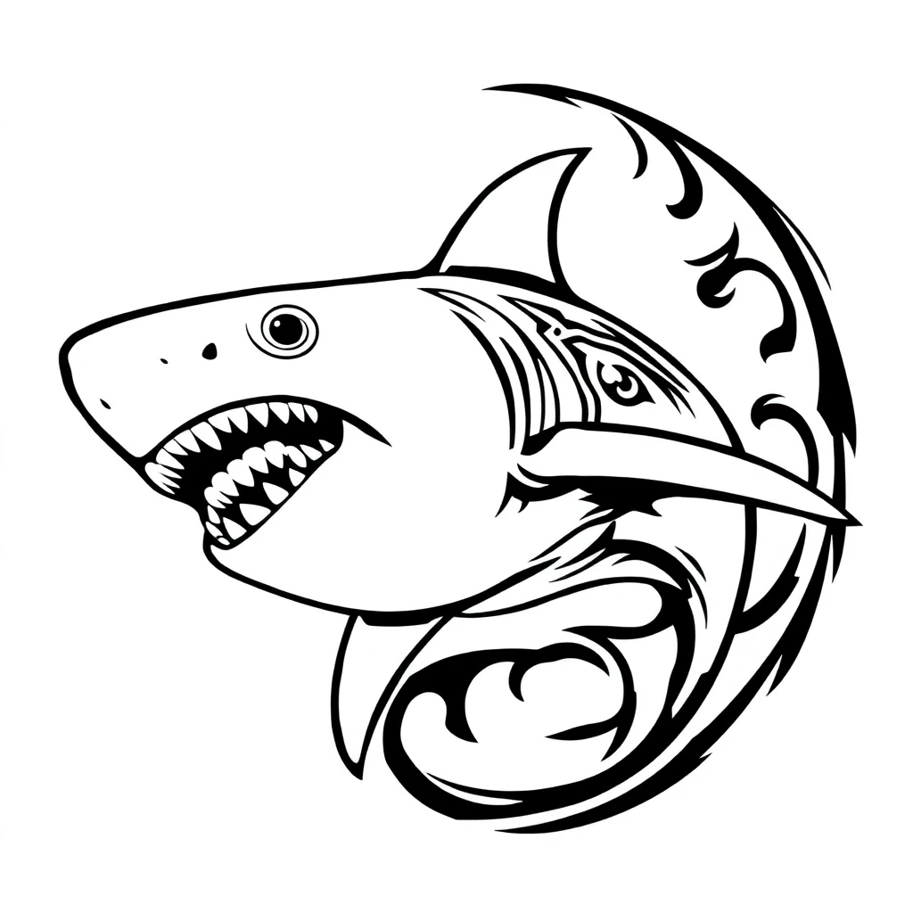 Tatouage requin en style tribal, design généré par IA