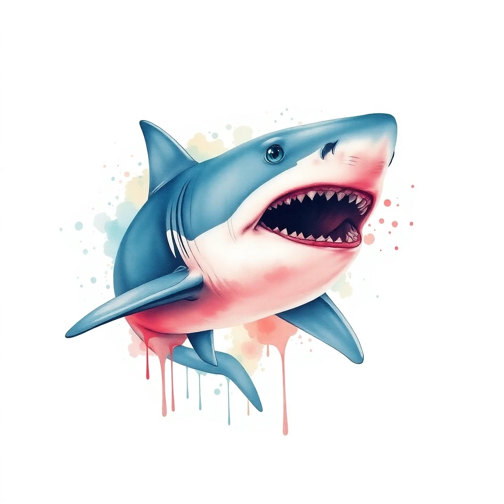 Tatouage requin en style watercolor, design généré par IA