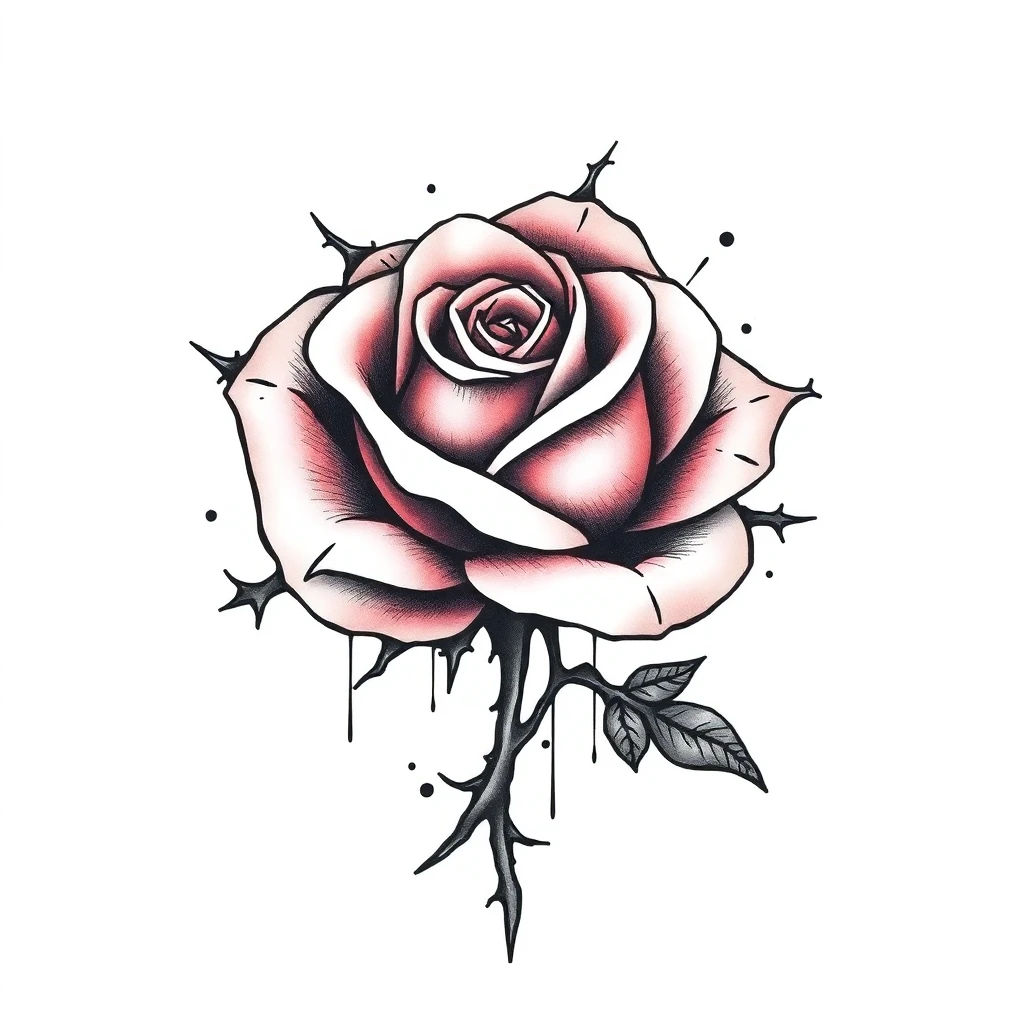 Tatouage rose en style abstrait, design généré par IA