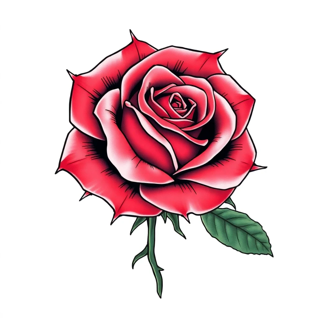 Tatouage rose en style anime, design généré par IA