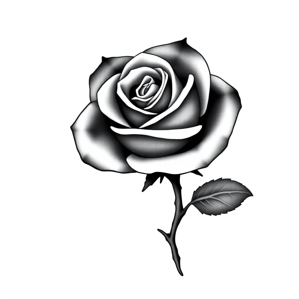 Idée de tatouage bras homme : rose ombrée en noir et gris