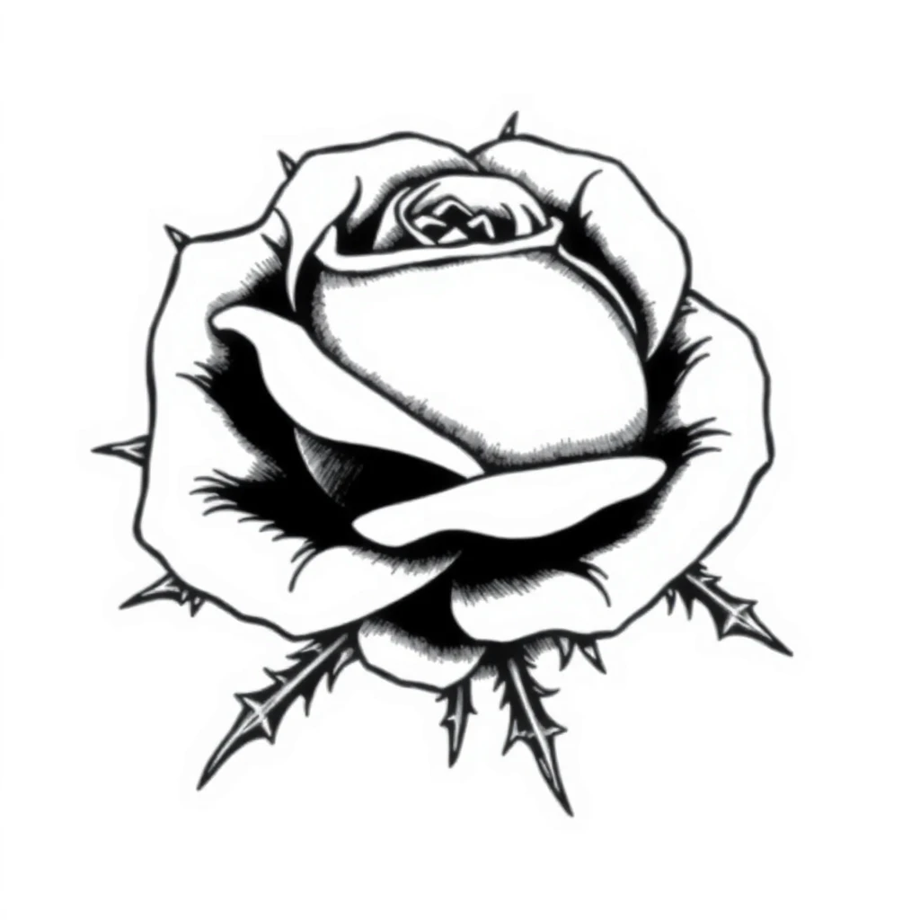 Exemple de design Tatua : rose blackwork
