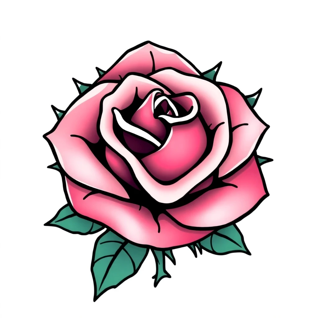 Tatouage rose en style cartoon, design généré par IA