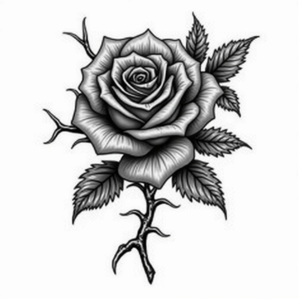 Tatouage rose en style chicano, design généré par IA