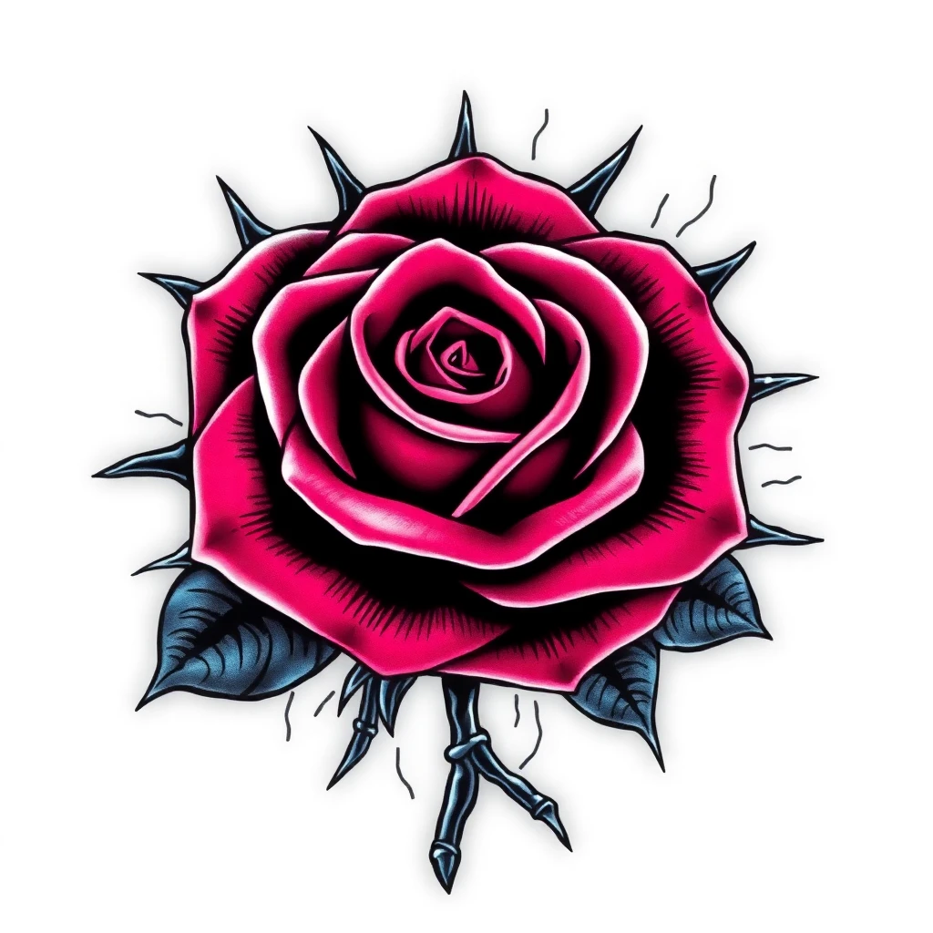 Tatouage rose en style cyberpunk, design généré par IA