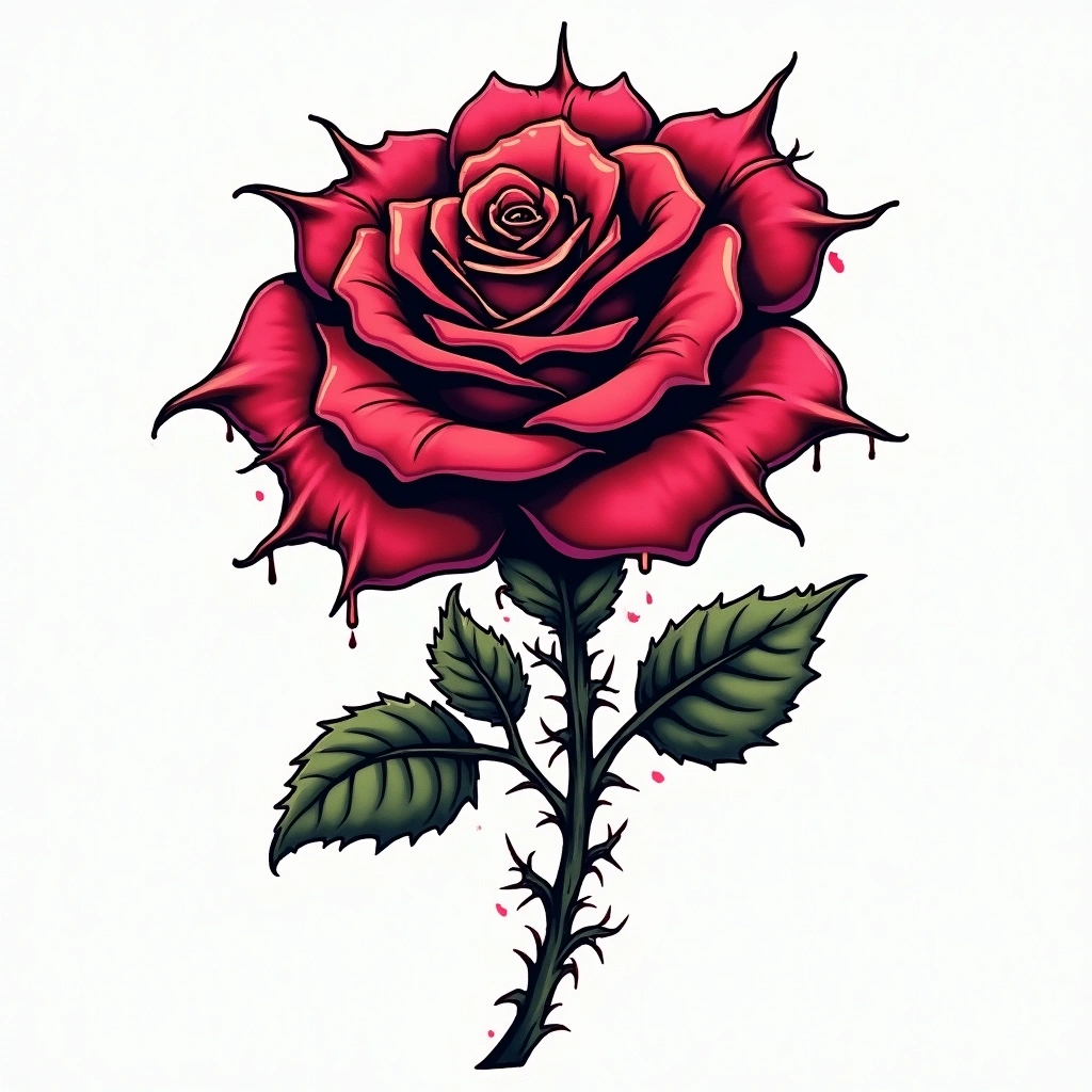 Tatouage rose en style graffiti, design généré par IA