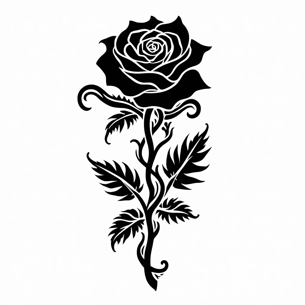 Tatouage rose en style maori, design généré par IA