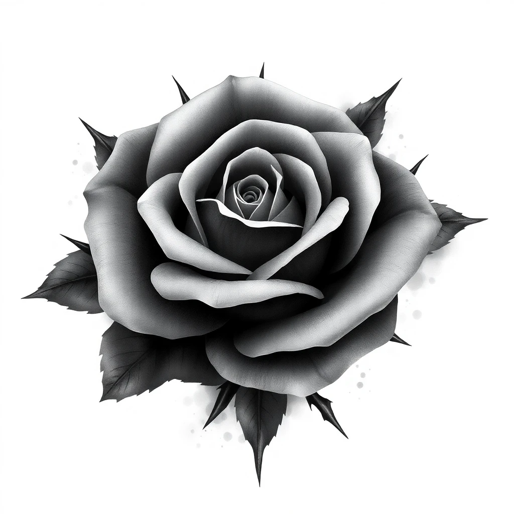 Tatouage rose en style noir et blanc, design généré par IA