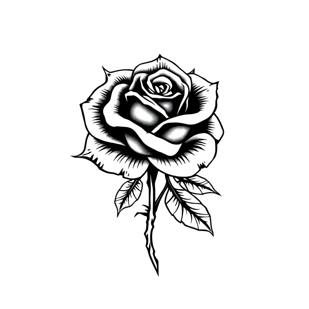Tatouage rose en style tribal, design généré par IA