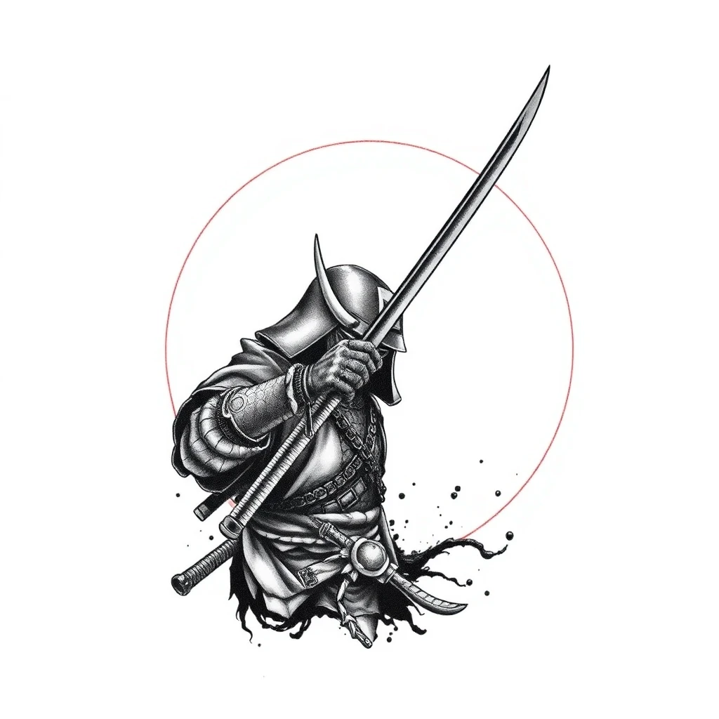 Tatouage armure de samouraï en style micro-réalisme, design généré par IA