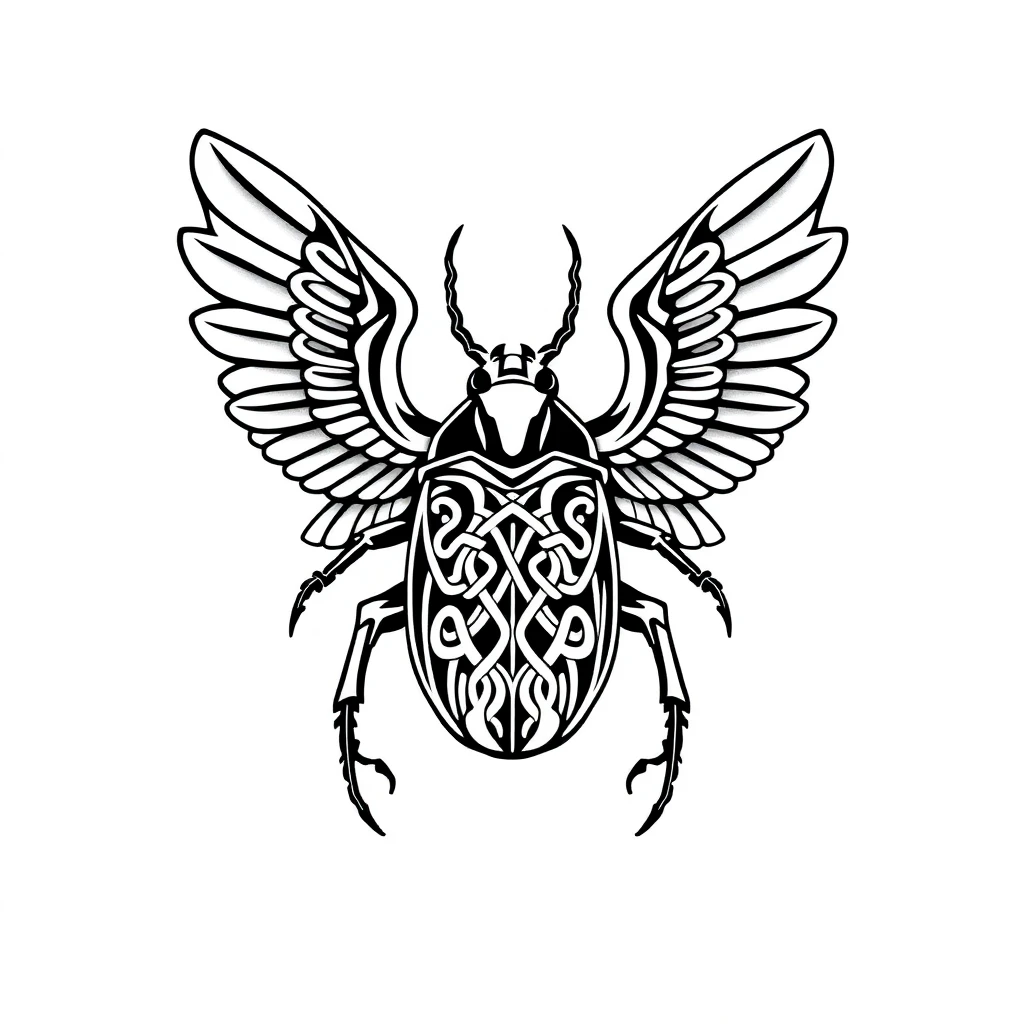 Tatouage scarabée en style celtique, design généré par IA