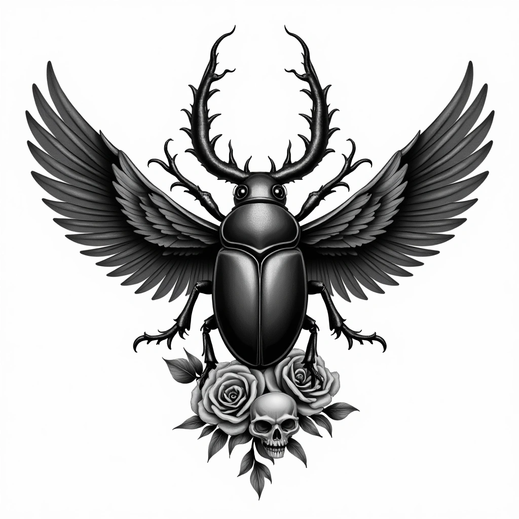Tatouage scarabée en style chicano, design généré par IA