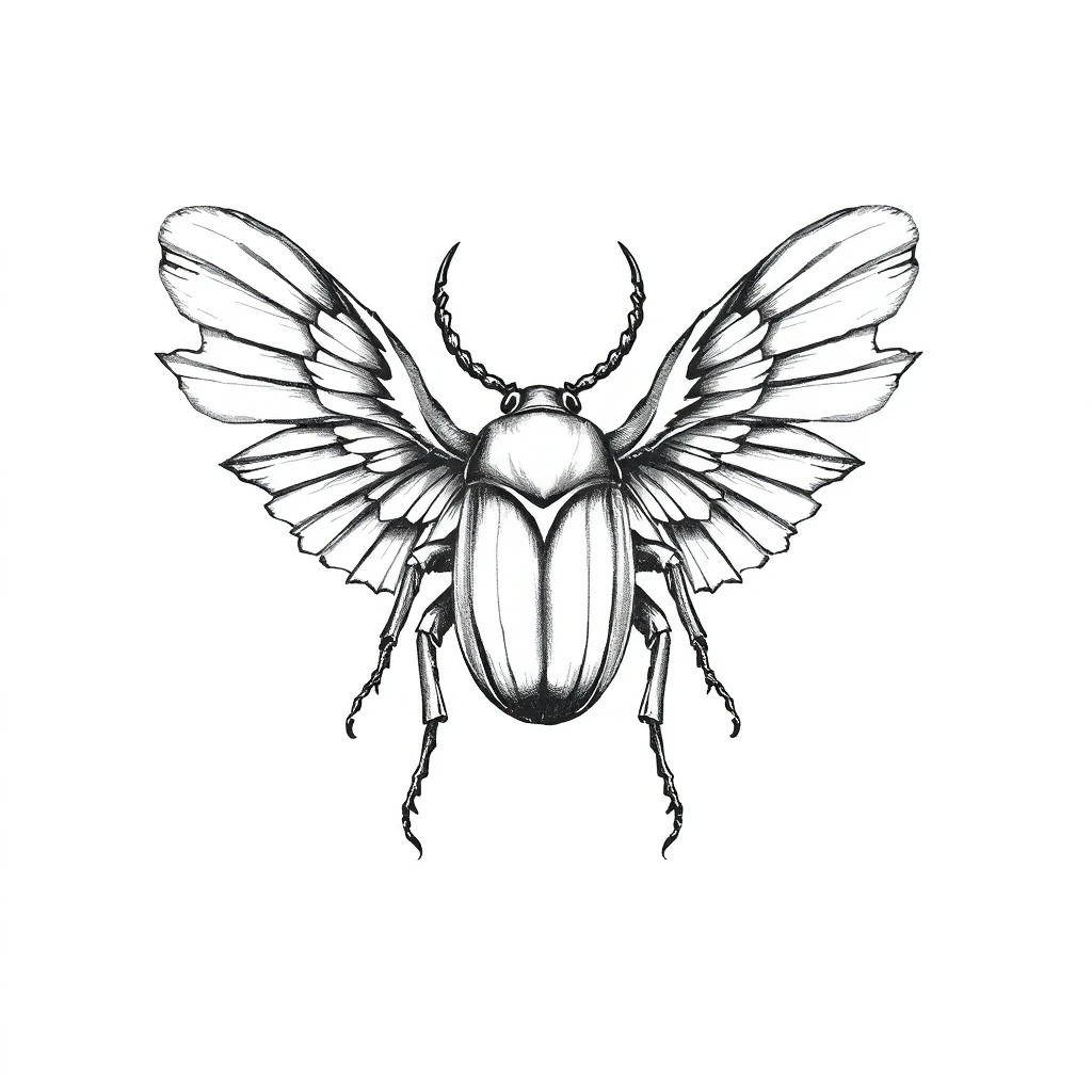 Tatouage scarabée en style sketch, design généré par IA