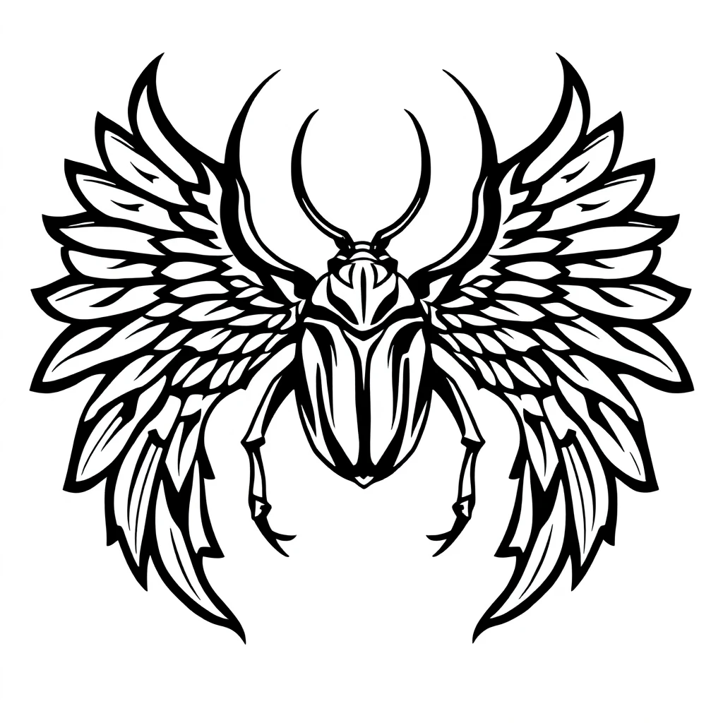 Tatouage scarabée en style tribal, design généré par IA