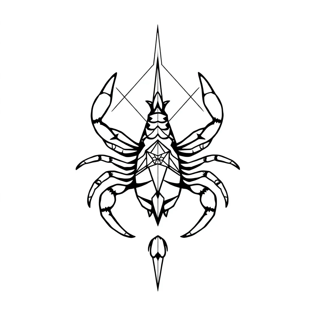 Tatouage scorpion en style géométrique, design noir et gris généré avec Tatua