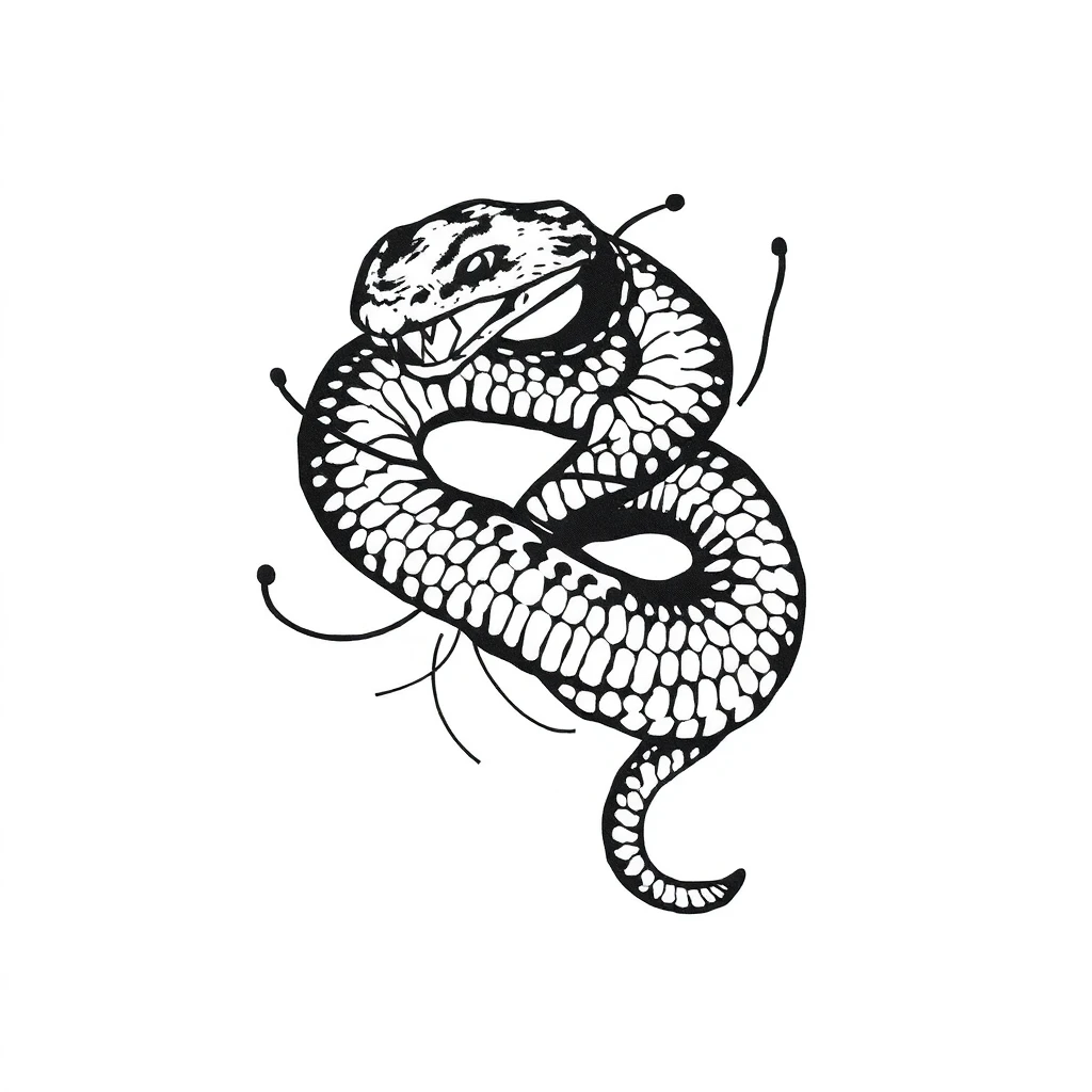 Tatouage serpent en style abstrait, design généré par IA