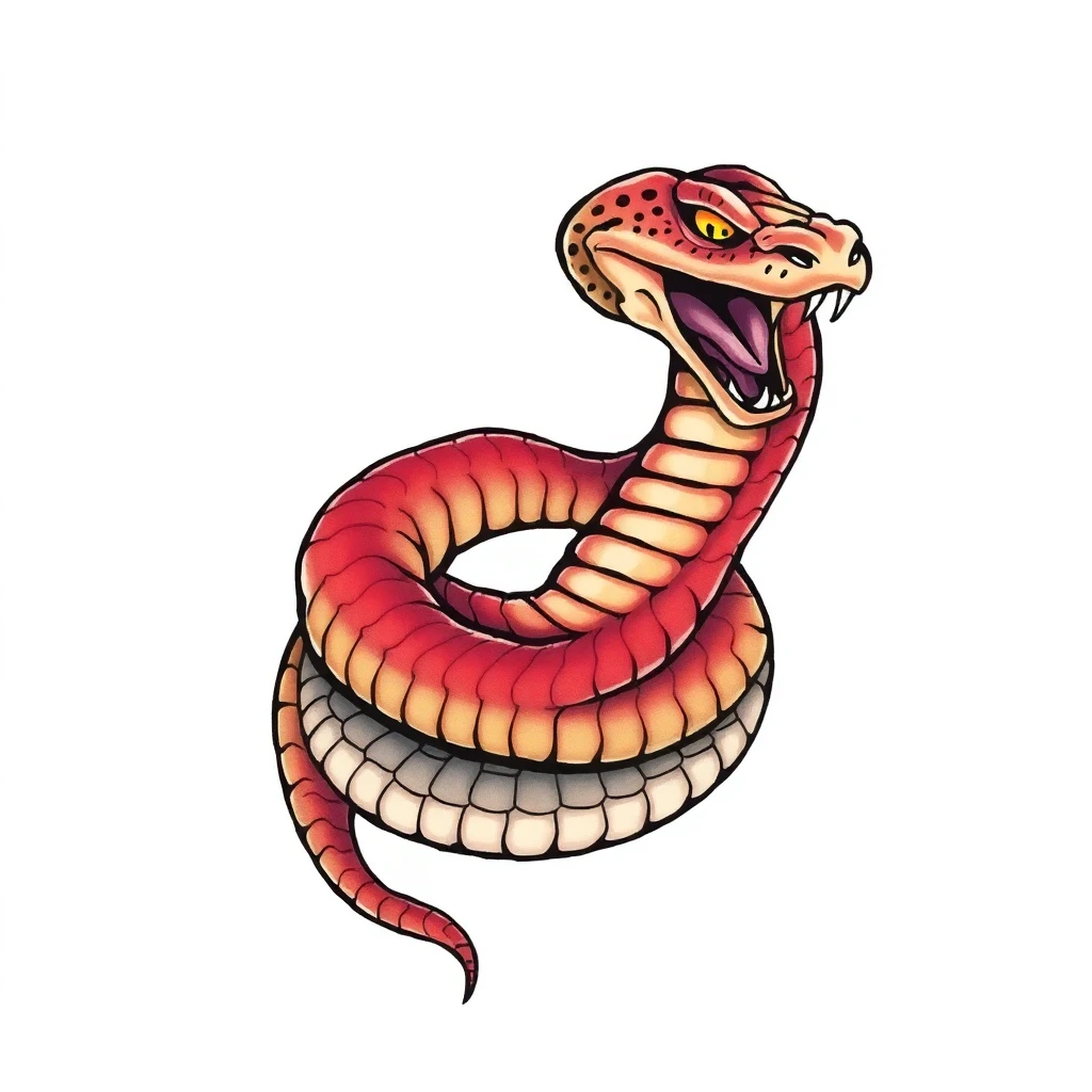 Tatouage serpent en style anime, design généré par IA