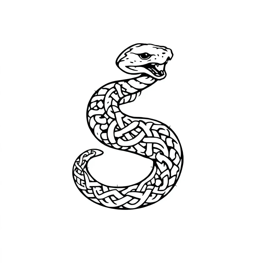 Tatouage serpent en style celtique, design généré par IA