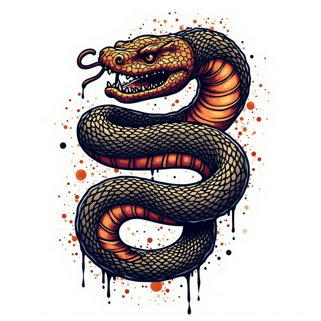 Tatouage serpent en style graffiti, design généré par IA