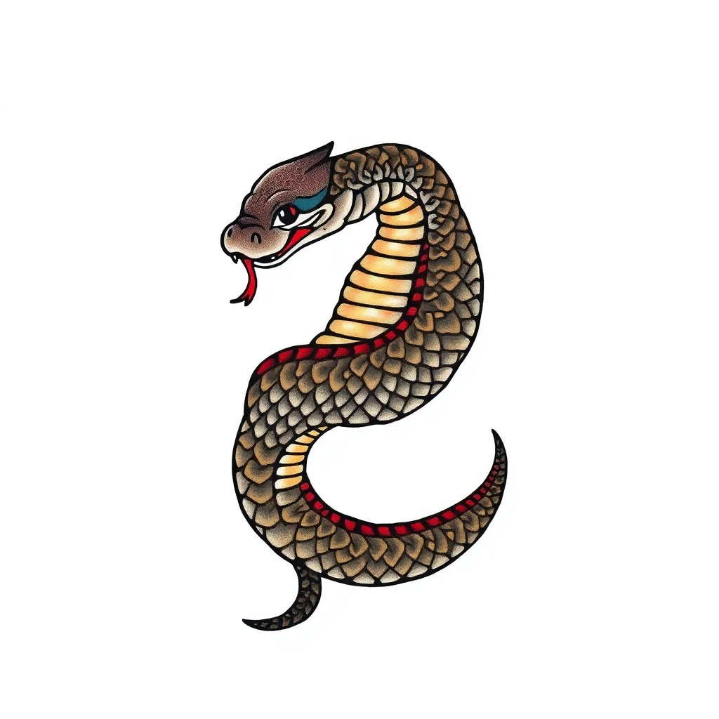 Idée de tatouage serpent en style japonais, adaptable au derrière l'oreille