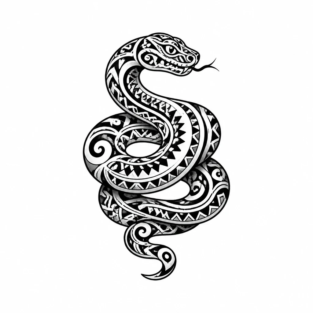 Tatouage serpent en style maori, design généré par IA
