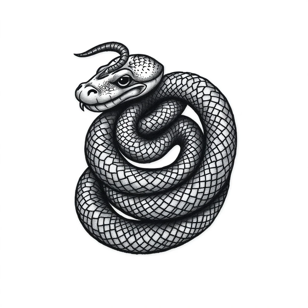 Tatouage serpent en style micro-réalisme, design généré par IA
