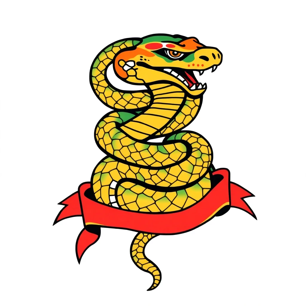 Tatouage serpent en style old school, design généré par IA