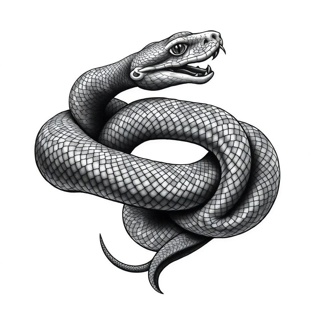 Tatouage serpent en style réaliste, design généré par IA