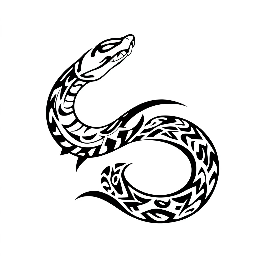 Tatouage serpent en style tribal, design généré par IA