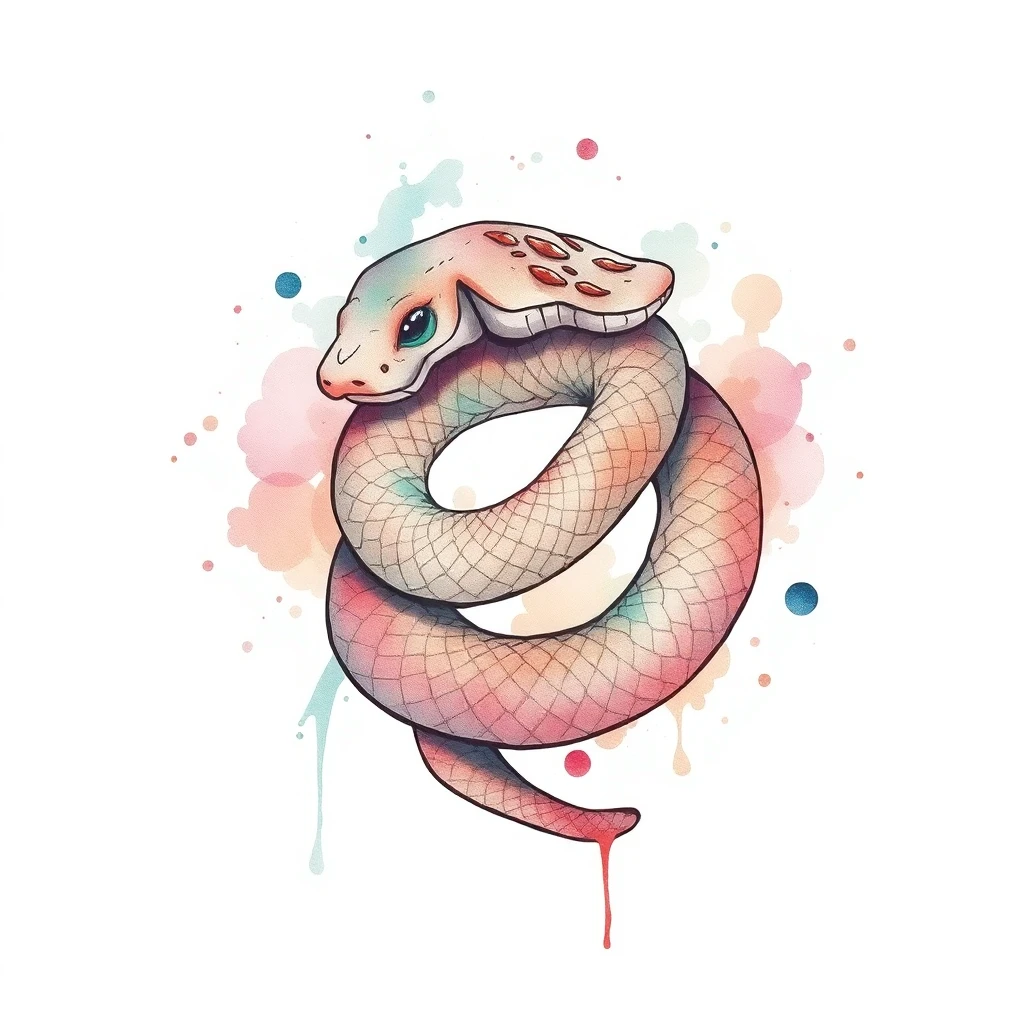 Tatouage serpent en style watercolor, design généré par IA