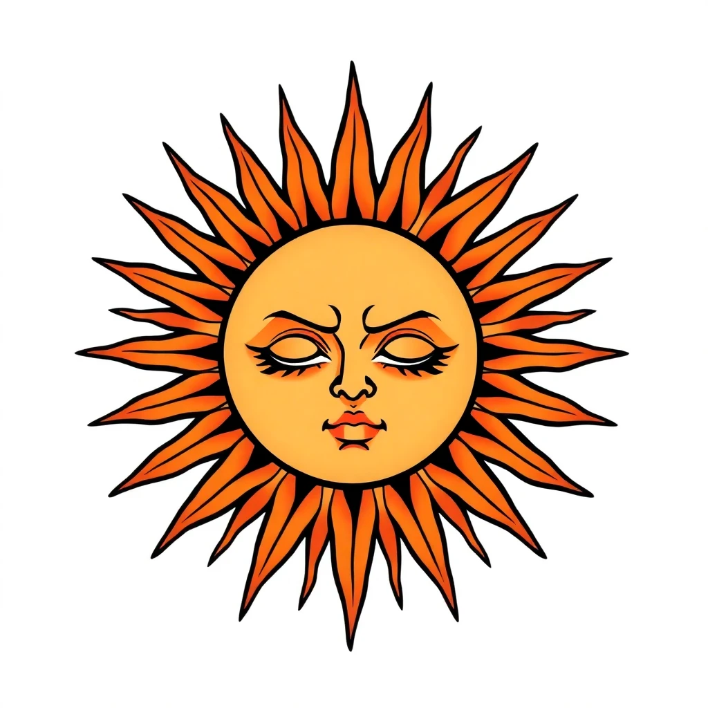 Tatouage soleil en style anime, design généré par IA