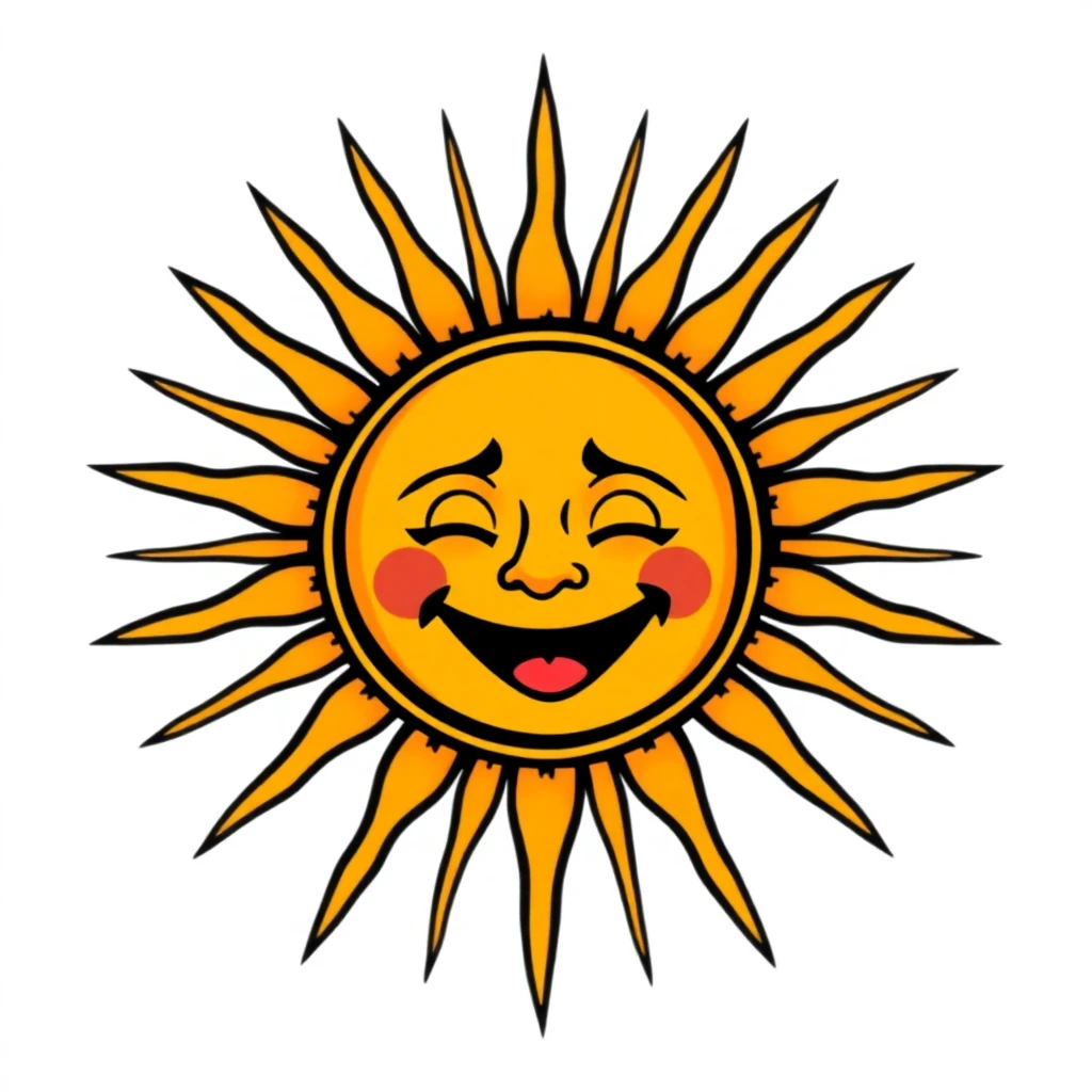 Tatouage soleil en style cartoon, design généré par IA