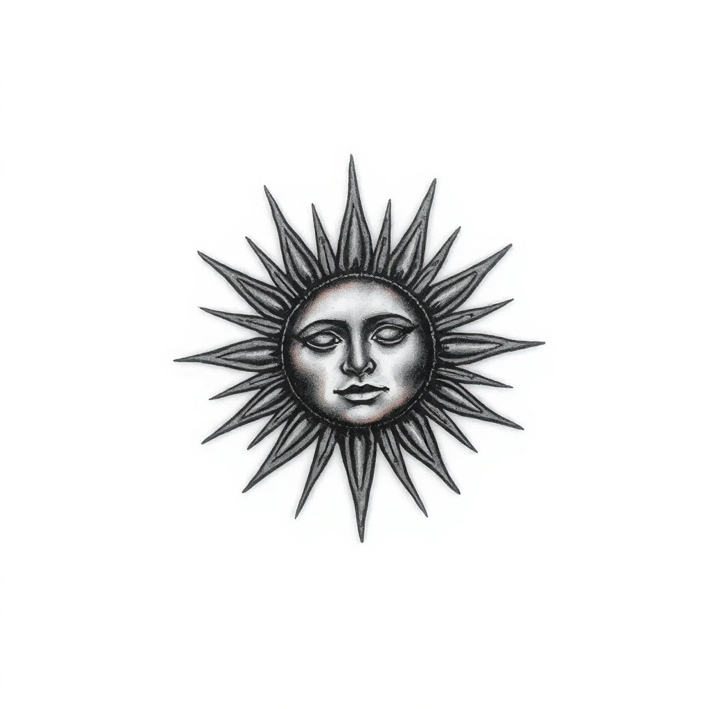 Tatouage soleil en style micro-réalisme, design généré par IA