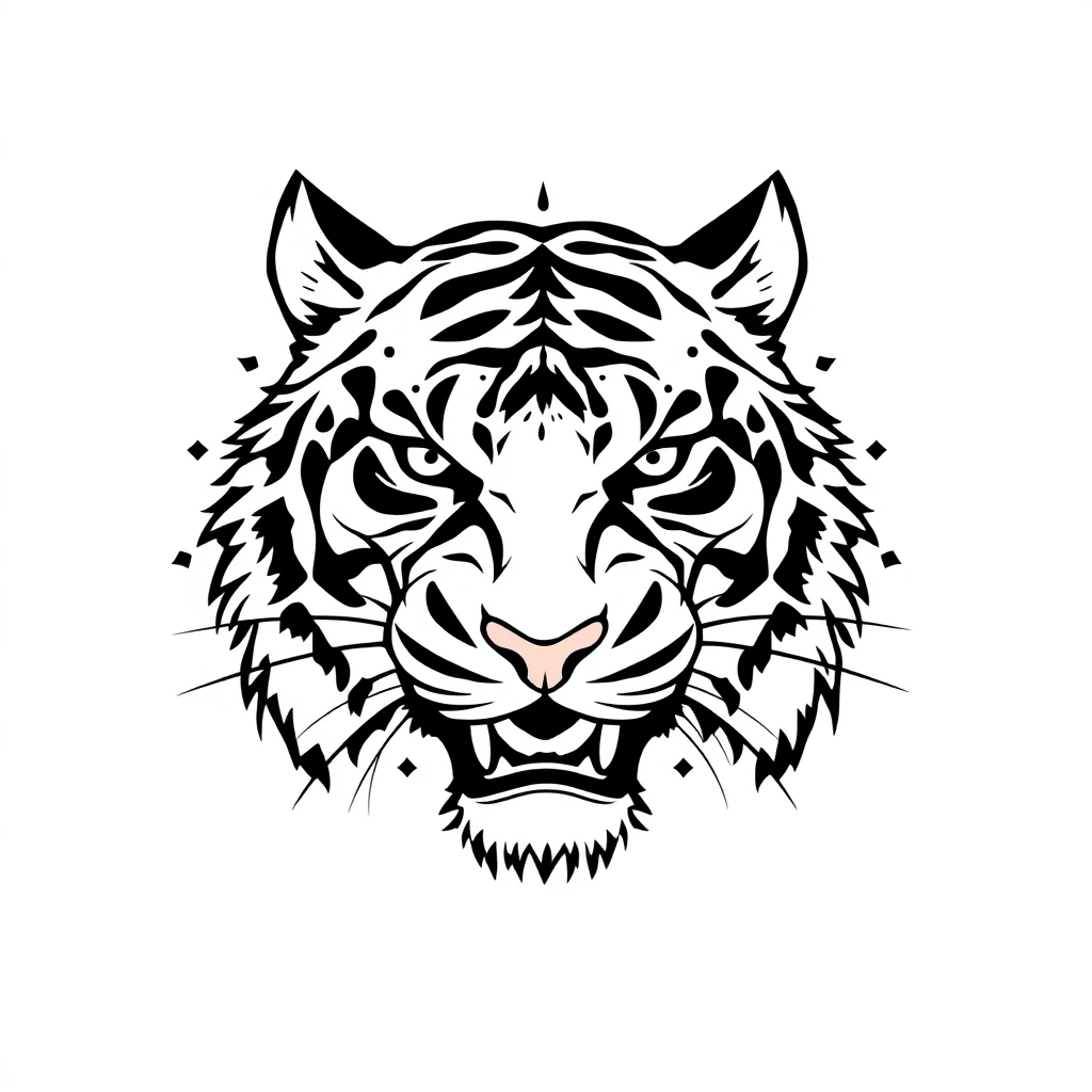 Tatouage tigre en style abstrait, design généré par IA