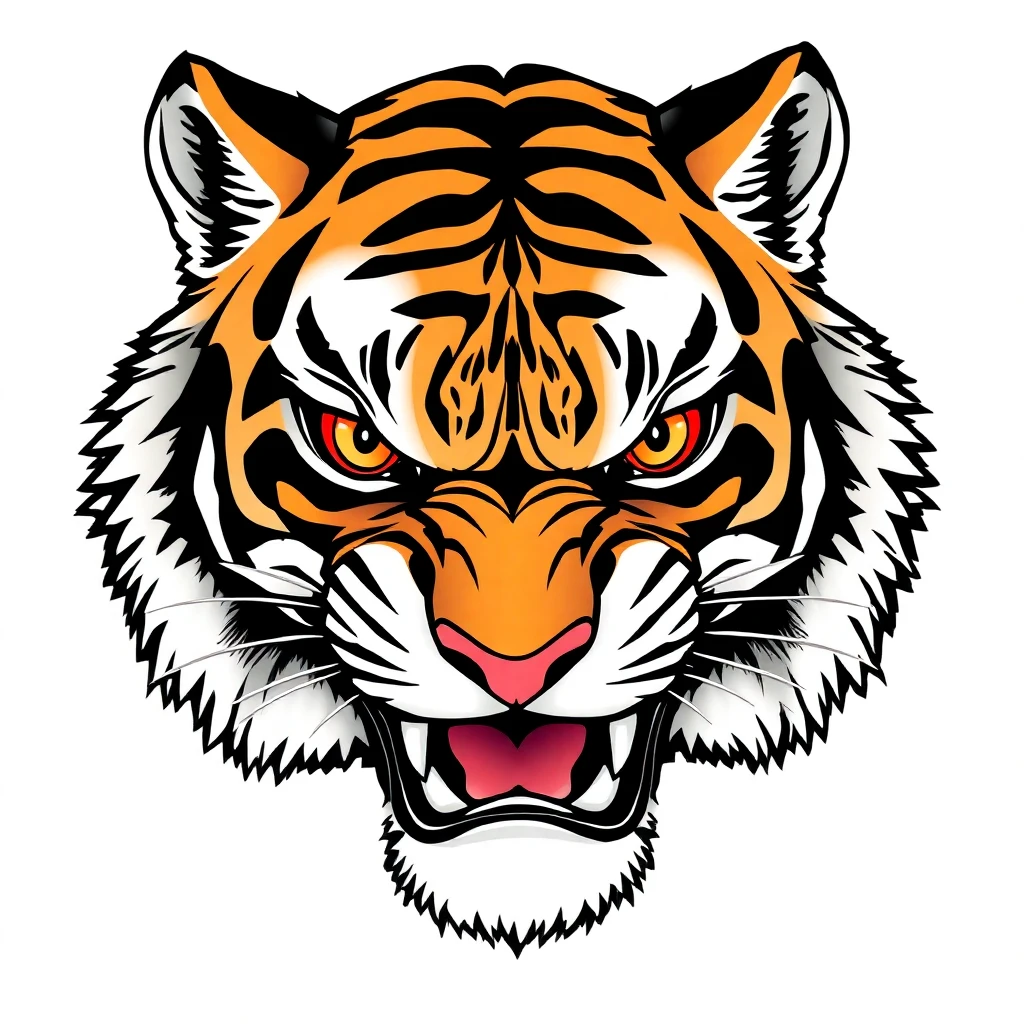 Tatouage tigre en style anime, design généré par IA