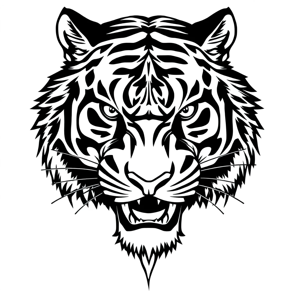 Tatouage tigre en style blackwork