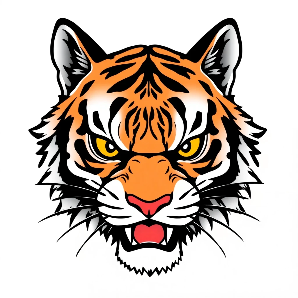 Tatouage tigre en style cartoon, design généré par IA