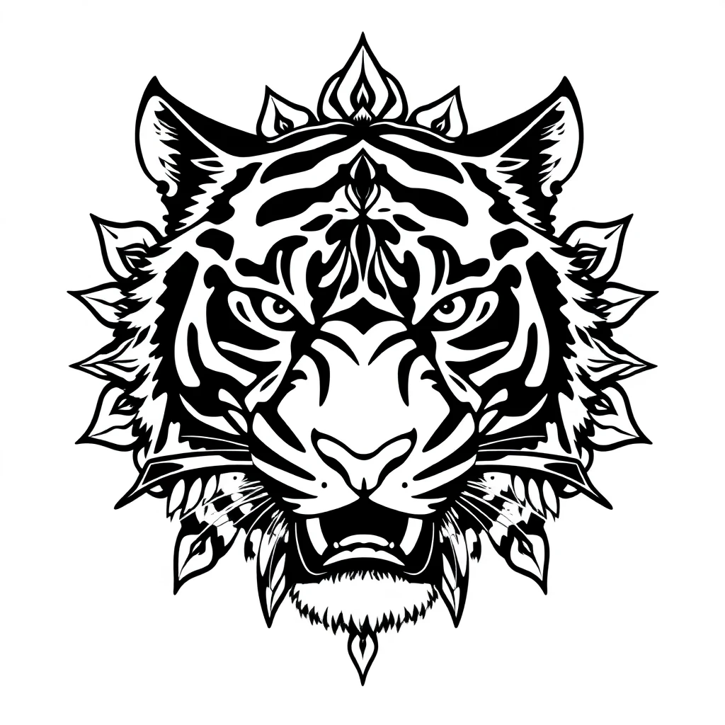 Tatouage tigre en style dotwork
