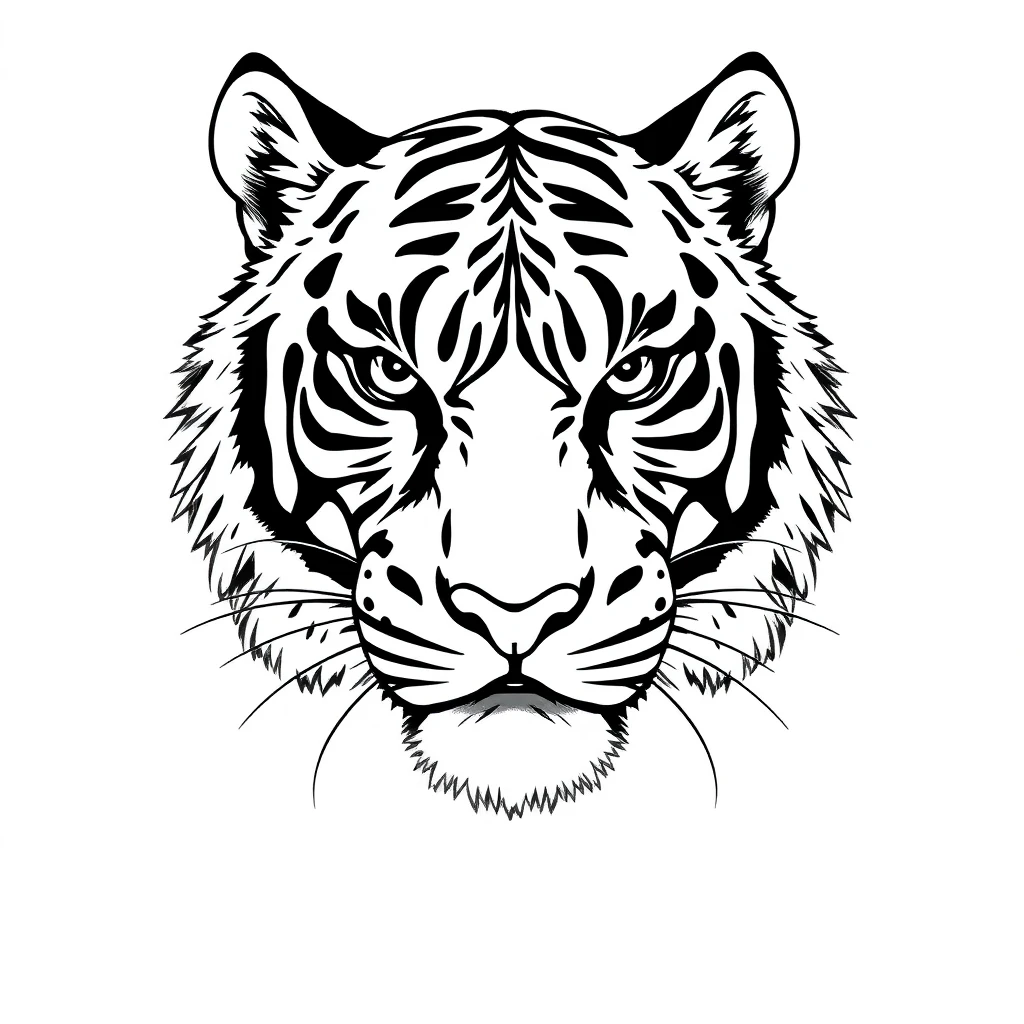 Tatouage tigre en style fineline, design généré par IA