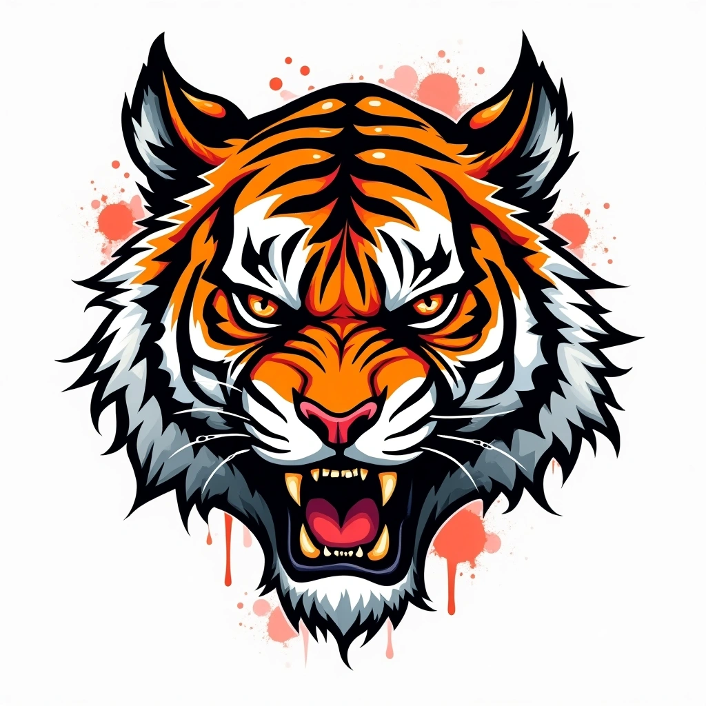 Tatouage tigre en style graffiti, design généré par IA