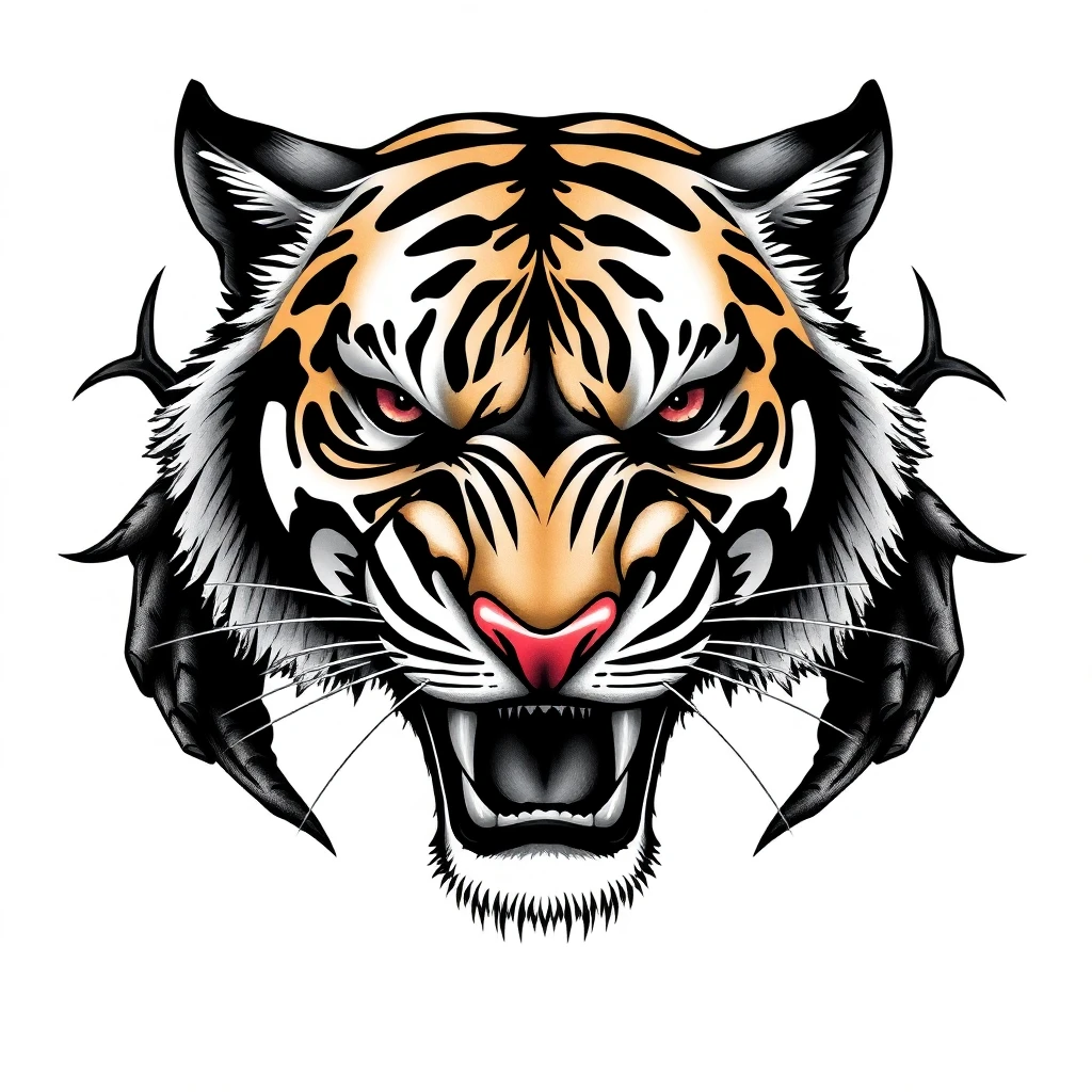 Tatouage tigre en style horror, design généré par IA